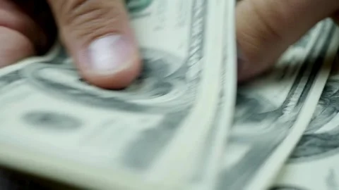 Hand counting US dollar papers. Closeup of Man employee hands counting doll.. Stock Footage 266472219