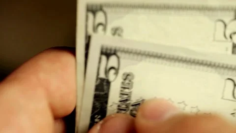 Hand counting US dollar papers. Closeup of Man employee hands counting dollar Vídeo Stock 336261181