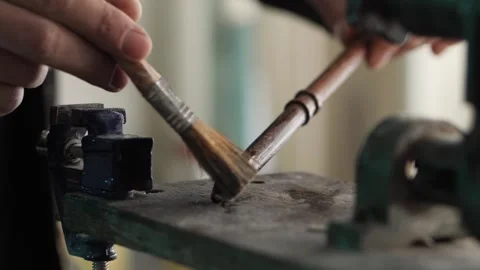 The hand covers the product with a solution Stock Footage 257553371