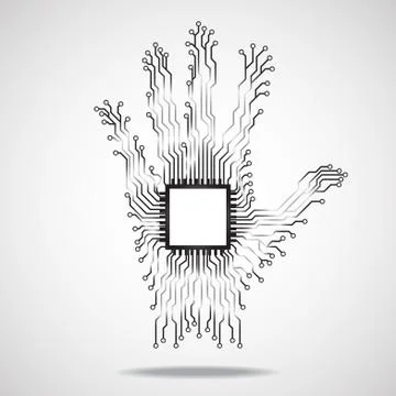 Hand. Cpu. Circuit board Stock-Illustration