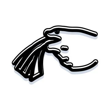 Hand cracking nut using kitchen tool outline Stock Illustration