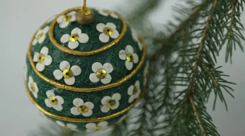 Hand crafted Christmas bulb view from above Stock Footage 12553713