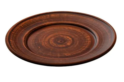 Hand-crafted empty clay plate isolated on a white background Stock Illustration