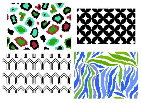 Hand crafted seamless pattern collection. Set of ink textures. Stock Illustration
