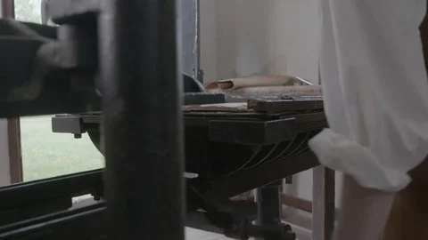 Hand-Crank Printing Press at work - 18th / 19th Century 80 Stock Footage 80232413