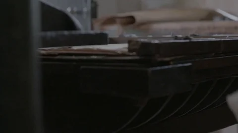 Hand-Crank Printing Press at work - 18th / 19th Century. 098 Stock Footage 80256295