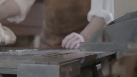 Hand-Crank Printing Press at work - 18th / 19th Century. 102 Stock Footage 80258780