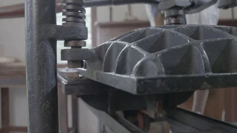 Hand-Crank Printing Press at work - 18th / 19th Century. 106 Stock Footage 80260967