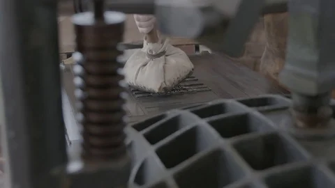 Hand-Crank Printing Press at work - 18th / 19th Century. 115 Stock Footage 80262752