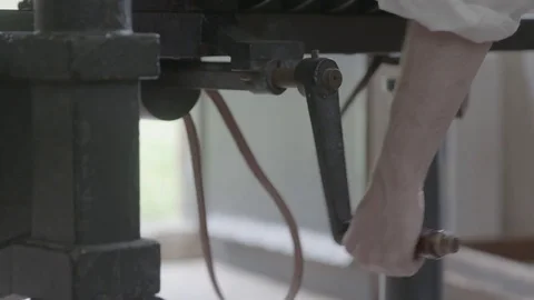 Hand-Crank Printing Press at work - 18th / 19th Century. 123 Stock Footage 80266469