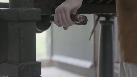 Hand-Crank Printing Press at work - 18th / 19th Century. 124 Stock Footage 80266683