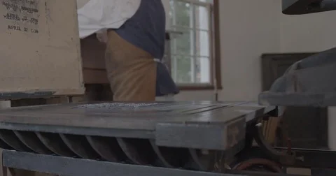 Hand-Crank Printing Press at work - 18th / 19th Century. 04 Stock Footage 80346923