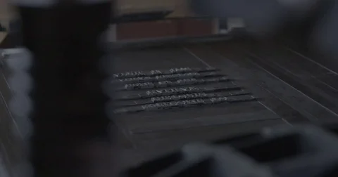 Hand-Crank Printing Press at work - 18th / 19th Century. 011 Stock Footage 80350029