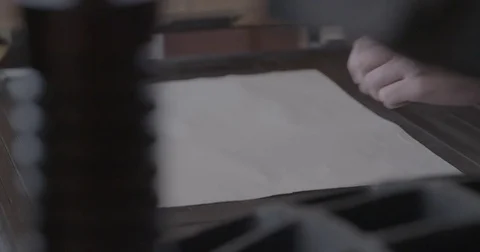 Hand-Crank Printing Press at work - 18th / 19th Century. 017 Stock Footage 80351351