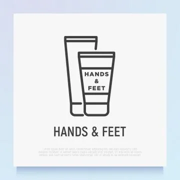 Hand cream thin line icon. Plastic tube. Skin care Illustrazione stock