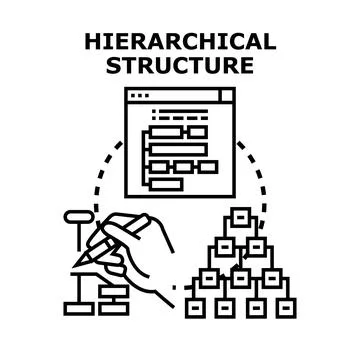 Hand creating hierarchical structure diagram on screen Stock Illustration
