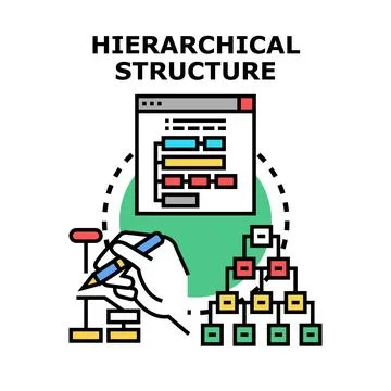 Hand creating hierarchical structure diagram on screen Stock Illustration