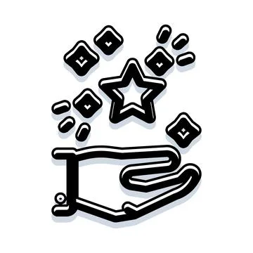 Hand creating magic star with sparkles and shapes 스톡 일러스트