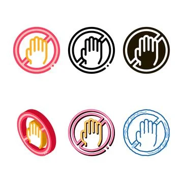 Hand crossed mark icon vector set outline Stock Illustration