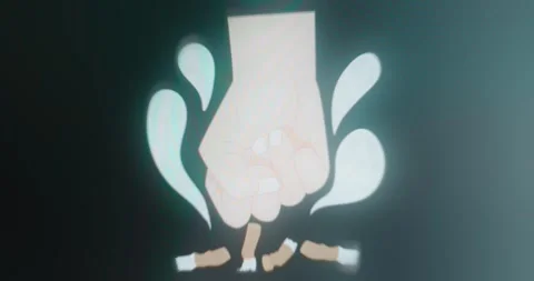 Hand crushing several cigarettes, no smoking message Video stock 314505355