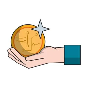 Hand with cryptocurreny symbol Stock Illustration
