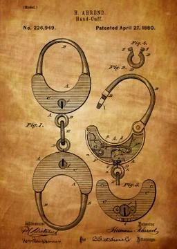 Hand cuff Patent 1880 Illustrazione stock