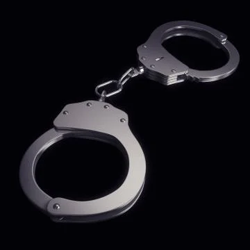 Hand cuffs isolated on black Stock Illustration
