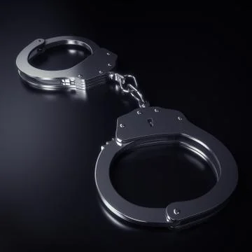 Hand cuffs isolated on black Stock Illustration