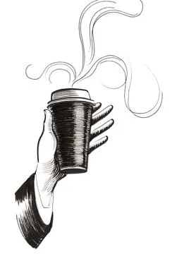 Hand with a cup of coffe Stock Illustration