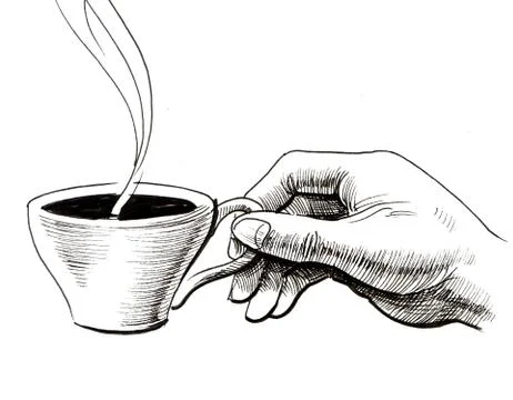 Hand with a cup Illustrazione stock