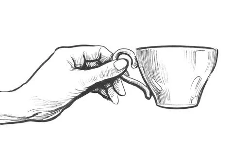 Hand with a cup of tea Stock Illustration