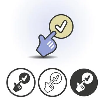 Hand cursor and checkmark icon Stock-Illustration