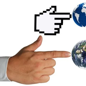 Hand cursor and human hand Stock Illustration