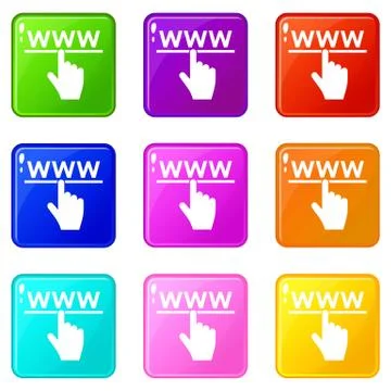 Hand cursor and website icons 9 set 스톡 일러스트