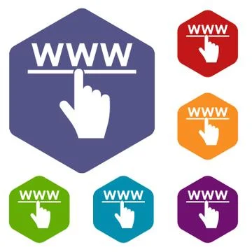 Hand cursor and website icons set Ilustración de archivo