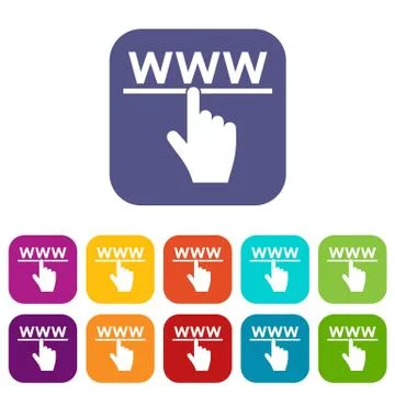 Hand cursor and website icons set 스톡 일러스트