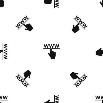 Hand cursor and website pattern seamless black 스톡 일러스트