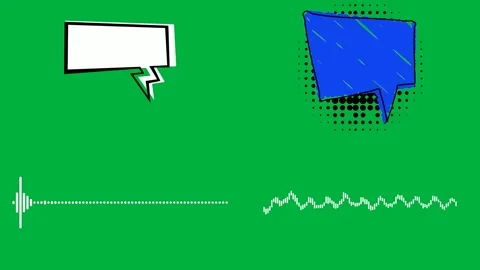 Hand cursor blue burst waveform speech bubble Perfect for chroma key Stockbeeldmateriaal 309643675