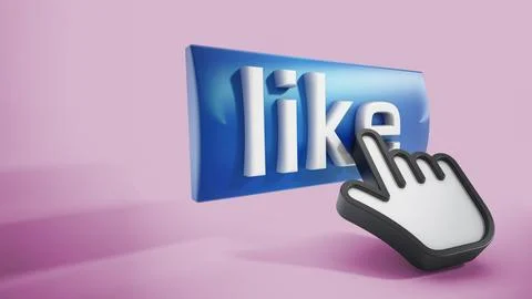 Hand cursor on like button Ilustración de archivo