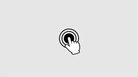 Hand Cursor Click Animation with Ripple Rings on White Background Vídeo Stock 329826272