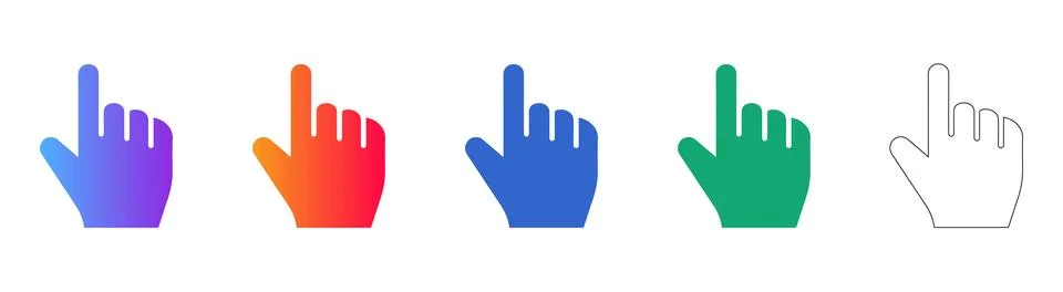 Hand Cursor Click Pointer Icons Stock Illustration