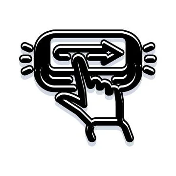 Hand cursor clicking button with arrow icon Illustrazione stock