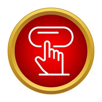 Hand cursor clicking button icon in red circle Stock Illustration
