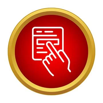Hand cursor clicking a button on a web page interface Stock Illustration
