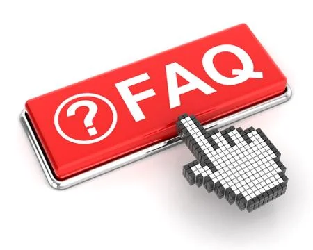 Hand cursor clicking a FAQ button Stock Illustration