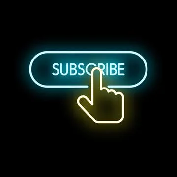 Hand cursor clicking glowing subscribe button Stock-Illustration