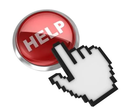 Hand cursor clicking to help button Stock Illustration