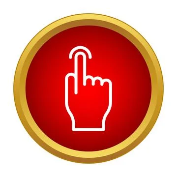 Hand cursor clicking icon in red circle Stock Illustration