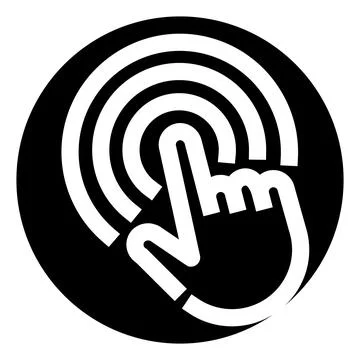 Hand cursor clicking icon selecting interface element Illustrazione stock