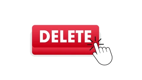 Hand Cursor Clicking Red Delete Button on White and Green Screen Stock Footage 312398856